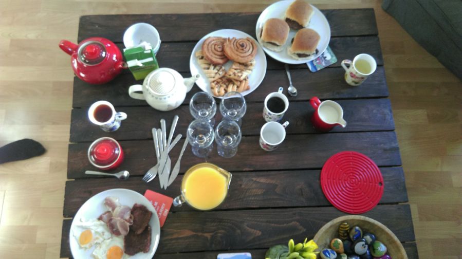 A relaxed 'lets sit around the coffee table' Sunday brunch 