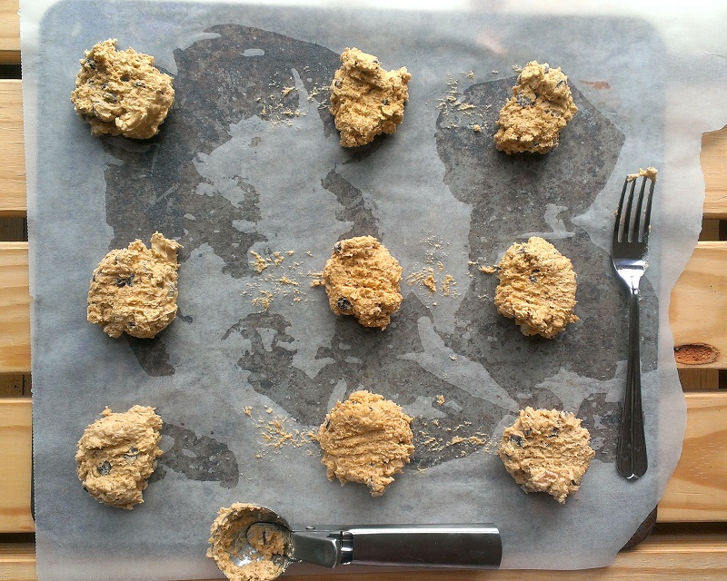 Use an ice cream scoop for evenly sized biscuits. 