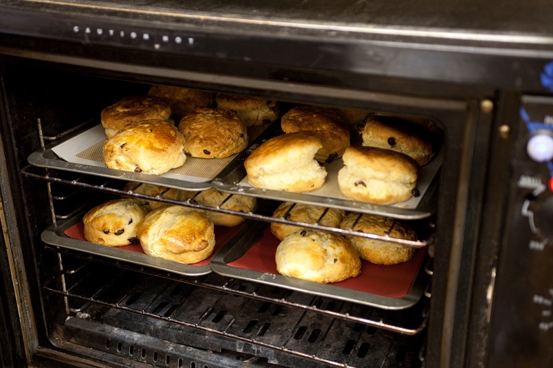 Scones in the oven ready to be slathered in jam