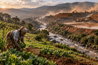 Tanzania smallholder farm vegetables near gold mine — mercury contamination food safety plant-based diet